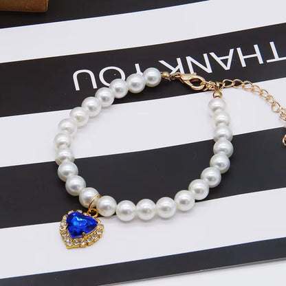 New Cat Collar Decoration Pet Cute Exquisite Neck Kitten Adjustable Summer Cat Necklace High Simulation Pearls Pet Supplies