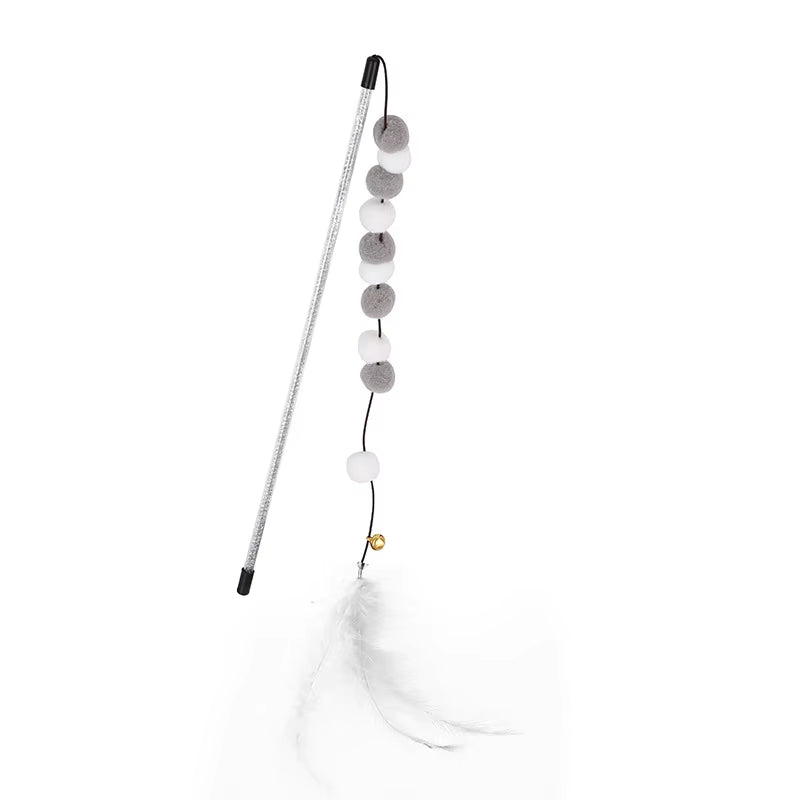 Cat Toys Rainbow Stripes Funny Cat Stick with Bell Interactive Play Pet Supplies Cat Toys Interactive Cat Toy Worm on a String