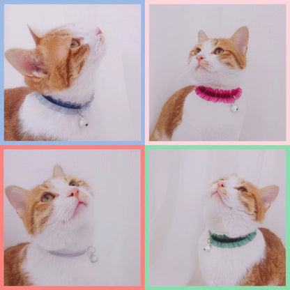 Elasticity Velvet Lace Pets Cat Collar with Bell Chihuahua Rabbit Necklace Bowtie Puppy Dogs Bells Collars Cats Accessories