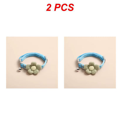 4/1Pcs Cat Bell Collar Colorful Adjustable Sweat Cute Cartoon Pet Collar Sun Flower Bowtie Soft Polyester Small Dog Cat Necklace