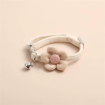 4/1Pcs Cat Bell Collar Colorful Adjustable Sweat Cute Cartoon Pet Collar Sun Flower Bowtie Soft Polyester Small Dog Cat Necklace