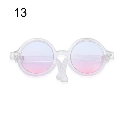 Candy Color Mini Doll Glasses Clear Lens Eyeglasses round Frame Plush Doll Toys Eyewear Photo Props Pet Dog Cat Sunglasses