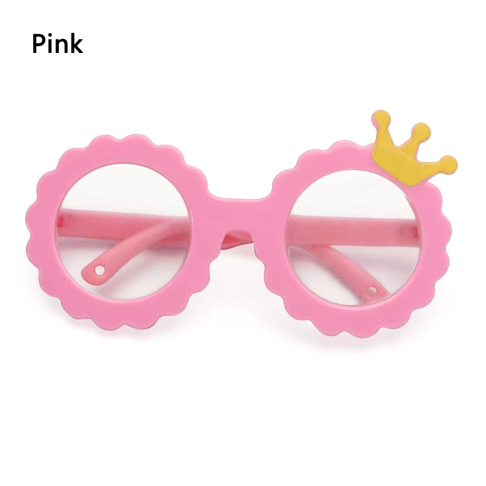 Candy Color Mini Doll Glasses Clear Lens Eyeglasses round Frame Plush Doll Toys Eyewear Photo Props Pet Dog Cat Sunglasses