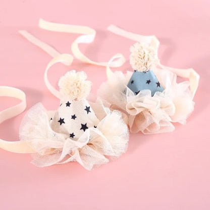 Cat Accessories Dog Fashion Lace Sequins Three-Dimensional Birthday Hat Headwear Bowknot Sweet Pet Supplies Pet Accessories