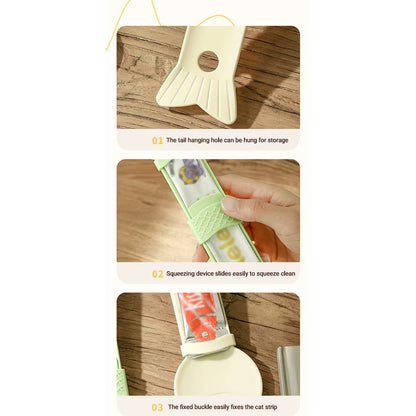 Cat Treat Squeeze Spoon Cat Treat Dispenser Cat Treat Supplies Sliding Strip Squeeze Cat Feeder for Pet Liquid Snack Feeding