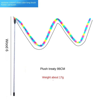Cat Toys Rainbow Stripes Funny Cat Stick with Bell Interactive Play Pet Supplies Cat Toys Interactive Cat Toy Worm on a String