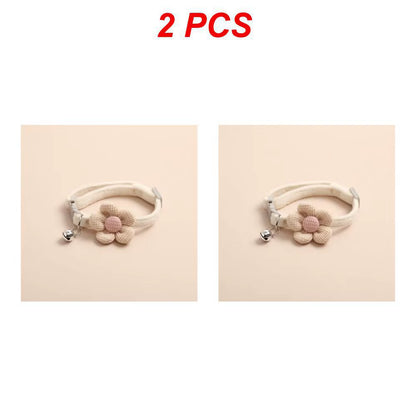 4/1Pcs Cat Bell Collar Colorful Adjustable Sweat Cute Cartoon Pet Collar Sun Flower Bowtie Soft Polyester Small Dog Cat Necklace