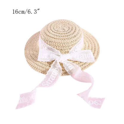 Fashion Pet Woven Straw Hat for Cat Sun Hat Sombrero for Small Dogs and Cats Beach Party Straw Costume Accessories to Act Cute